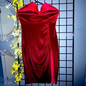 Red midi Fashion Nova dress with slit